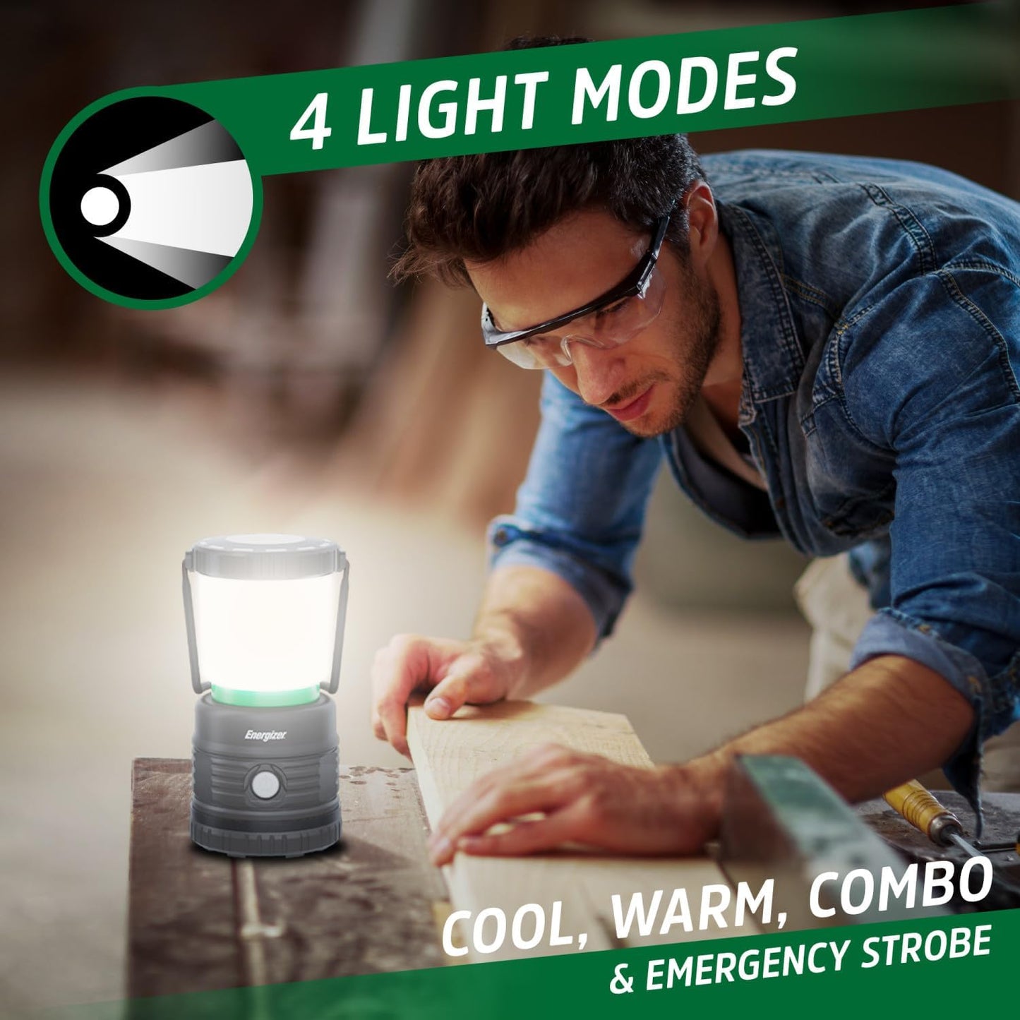 Energizer S-500 Hybrid Power Camping Lantern, Solar, Rechargeable, or AA Battery Powered, IPX4 Water Resistant Bright LED Lantern