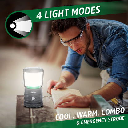 Energizer S-500 Hybrid Power Camping Lantern, Solar, Rechargeable, or AA Battery Powered, IPX4 Water Resistant Bright LED Lantern