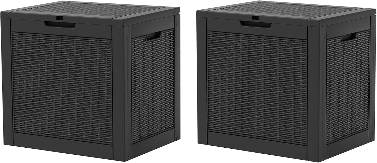 KAMABOKO 31 Gallon Outdoor Storage Box, Resin Deck Boxes Indoor and outdoor, Waterproof Storage Box Lockable Lid for Garden Tools, Package Delivery, Pool Supplies, Patio Cushions, Black