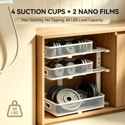 2 Pack 3 Tier Under Sink Organizer with Pull Out Drawer, Height Adjustable Heavy Duty Metal Under Cabinet Organizer, Smooth Sliding Storage Shelf for Kitchen, Bathroom Cabinet Organization, White