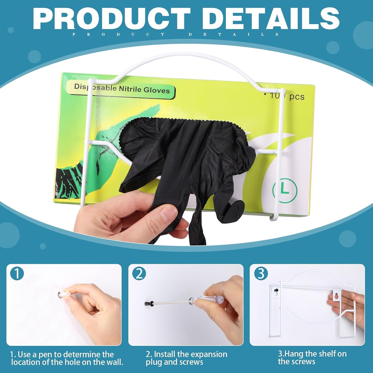 Spiareal 2 Pcs Metal Glove Box Dispenser Holder Wall Mount Disposable Glove Dispenser Rubber Mitten Facial Tissue Holder for Food Service,Healthcare,Hospital,Lab(Black)