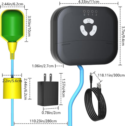 Sump Pump Alarm WiFi, Smart High/Low Water Level Alarm with Alarm-activated Outlet, Free App Alerts,Built-in Backup Battery,110dB Siren,10ft Float Switch for Septic Tank, Sump Pump, Ponds & Water Tank