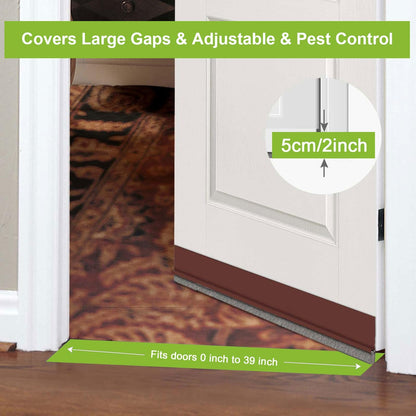 2 PCS Door Draft Stopper for Bottom with Brush, Self Adhesive Door Sweep for Exterior/Interior Doors, Bottom Seal Strip for Protection Against Bug, Dust, 2" W x 39" L, White