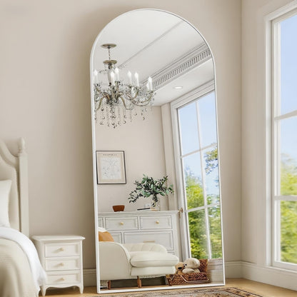 Prywot Arched Full Length Mirror, 70"x26" Free Standing Floor Mirror, Modern Full Body Mirrors with Stand, Wall Mirrors with Aluminum Alloy Frame for Bedroom,Living Room, Gold