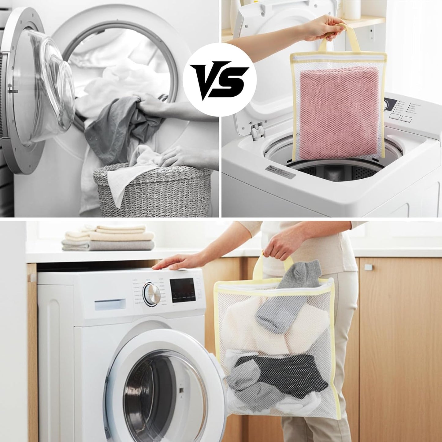 2 Pcs Small Mesh Laundry Bags for Delicates, Hanging Lingerie Wash Bags with Zipper for Washing Machine, Sock Laundry Net for Travel Home