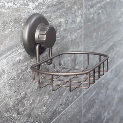 HASKO 2-Pack Suction Cup Soap Holder – Bar Soap Dish for Shower with Hooks for Bathroom – Optional Mounting with Adhesive Tape or Glue – Includes 2 Soap Savers – Stainless Steel SS304 - Silver