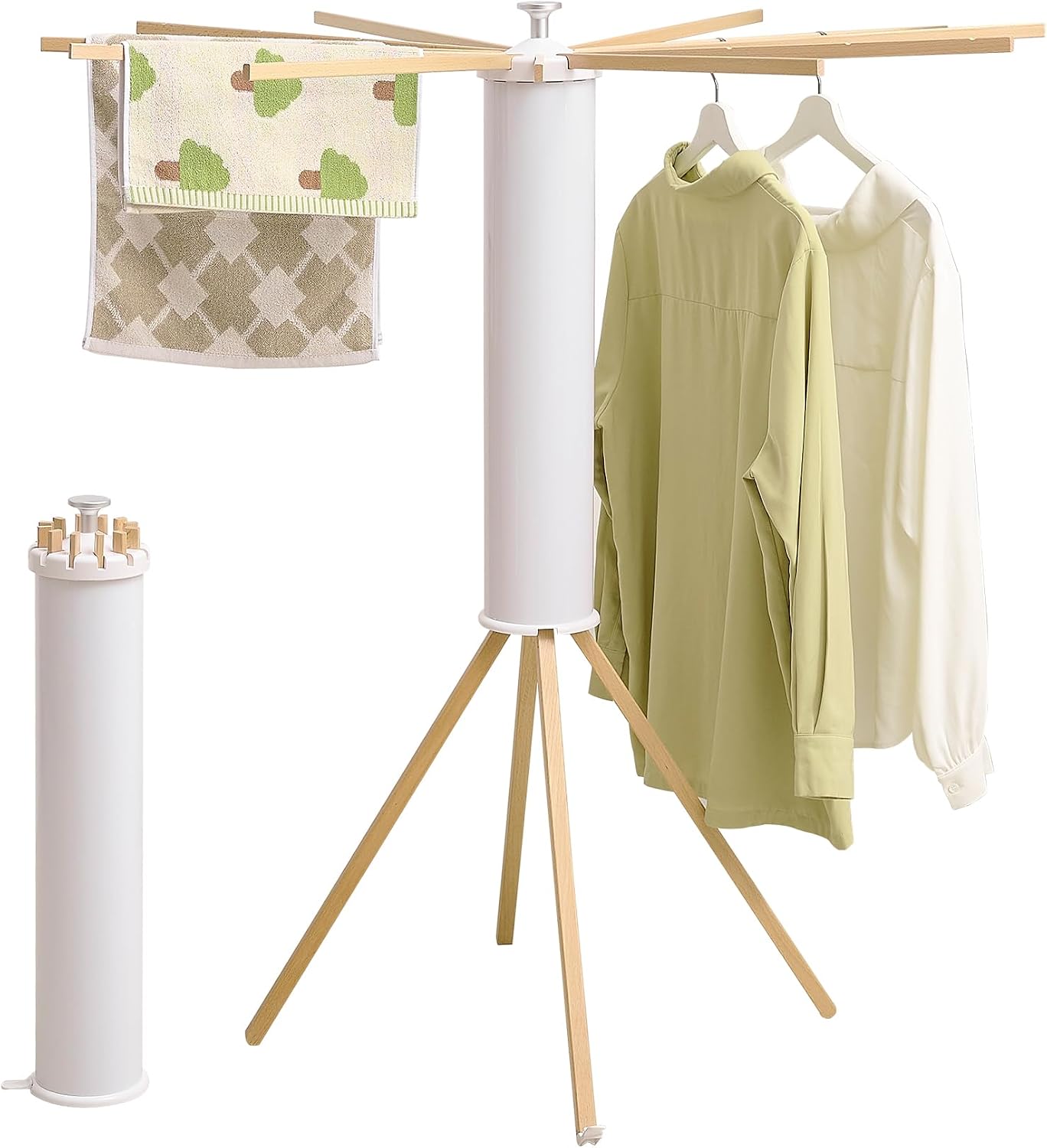 RFOUO Wall Mounted Clothes Drying Rack Tripod,Foldable Drying Rack,Wall Mounted Dryer Rack Clothing,Over The Door Drying Rack for Laundry Bedroom Household Aluminium