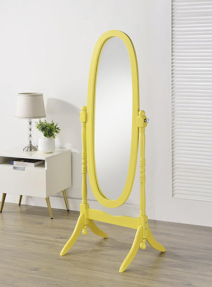 Roundhill Furniture Traditional Queen Anna Style Wood Floor Cheval Mirror, Cherry Finish