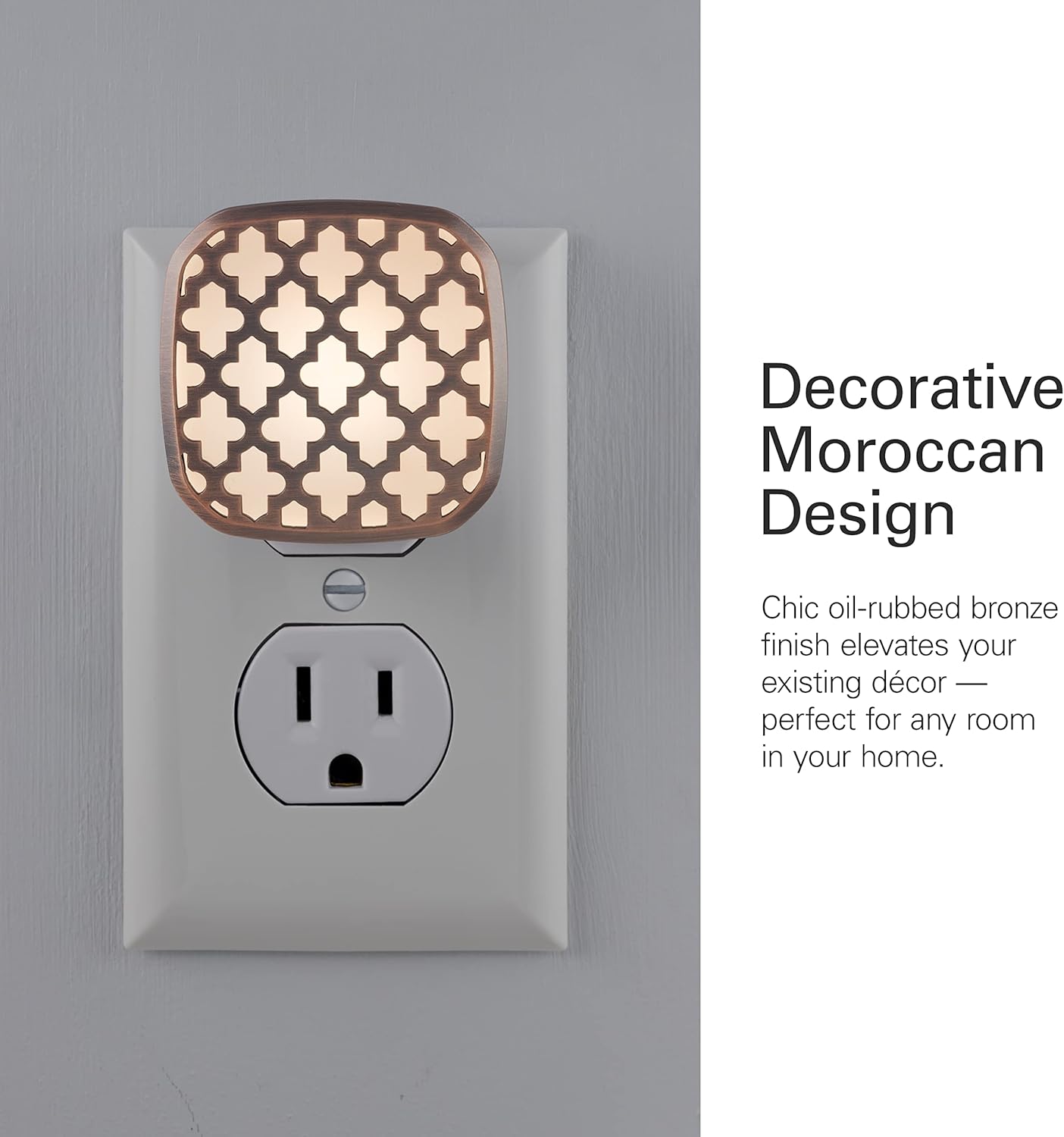 Lights by Night Decorative LED Night Light, Brushed Nickel Flower Design, Plug-in, Dusk to Dawn Sensor, UL-Certified, Home Decor, Ideal for Bedroom, Bathroom, Kitchen, Hallway, 54744, 2 Pack