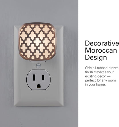 Lights by Night Decorative LED Night Light, Brushed Nickel Flower Design, Plug-in, Dusk to Dawn Sensor, UL-Certified, Home Decor, Ideal for Bedroom, Bathroom, Kitchen, Hallway, 54744, 2 Pack