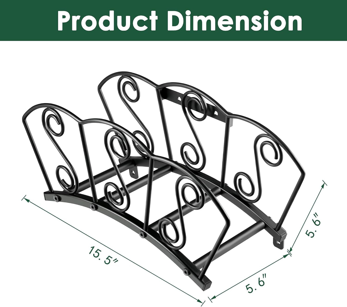 Metal Garden Hose Holder, Heavy Duty Water Hose Hanger, Wall Mounted Hoses Organizer, Hose Reel Stand Rack Hook, Hose Storage hold 150Ft Water Hoses for Outside Yard