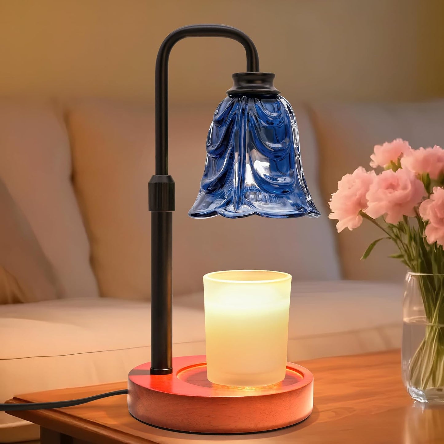 Candle Warmer Lamp with Timer Dimmer, Adjustable Height Pink Tulip Candle Wax Warmer, Christmas Birthday Gift for Mom Women,House Warming Gifts for New Home Bedroom Decor,Flower Pink