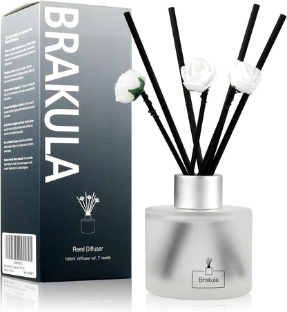 Brakula Reed Diffuser Set Real Flower Scented， Reed diffusers for Home， Home Fragrance Diffuser with 7 Reed Sticks for Room/Bathroom Decor 3.38 fl oz (Real Flower)