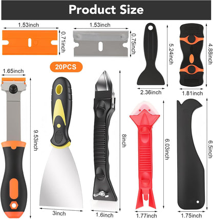 Silicone Caulking Tools with Razor Blade Scraper - 5-in-1 Caulk Removal Kit Plastic Razor Blades for Tile Grout Removal Repair Wall Floor Edge Finishing Window Sink Joint Frame Seal