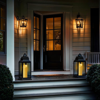 Amagic IP65 Waterproof Outdoor Flameless Candles with Remote, LED Candles Battery Operated with Timer, Flickering Fake Pillar Candle for Outside Patio Yard Decor, Ivory, Set of 5, D3 X H4 5" 6" 8" 8"