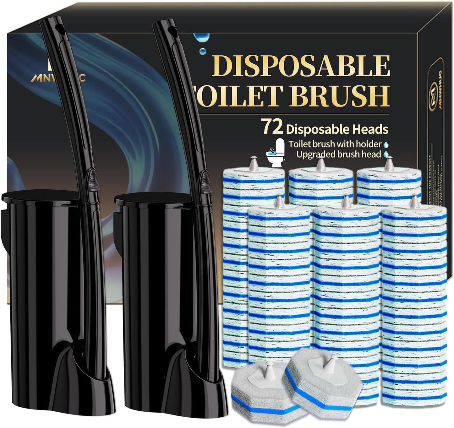 Disposable Toilet Bowl Brush with 36 Toilet Wand Refills Pads Replacement Heads, Toilet Cleaning Stick,Toilet Bowl Cleaner Wands Holder and Set, Toilet Cleaning System Starter Kit