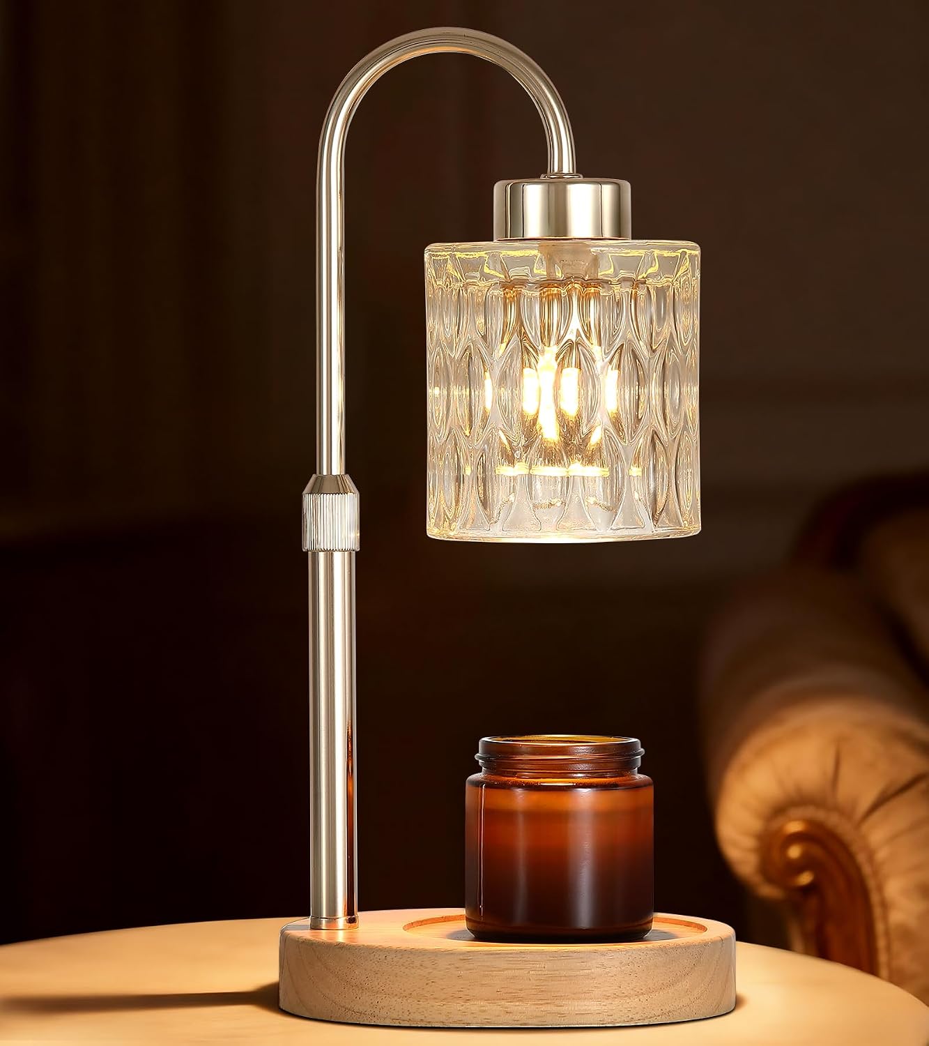 MEIXISUE Candle Warmer Lamp with Timer and Dimmer,Electric Gold Light Gifts for Women Melt Wax Warmer Lamp with 2 Bulbs for Candle Jars House Warming New Home Decor Bedroom