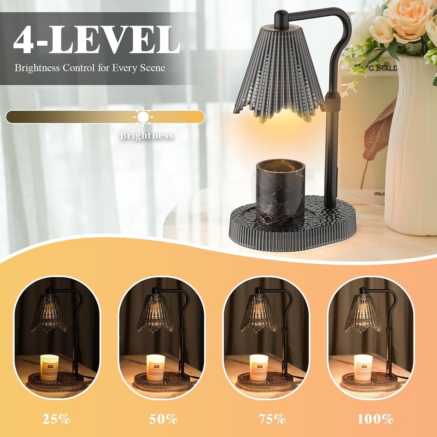 Candle Warmer Lamp with Timer & Dimmable 4-Level Brightness - Adjustable Height,for New Home Bedroom, Gifts for Women(Blue)