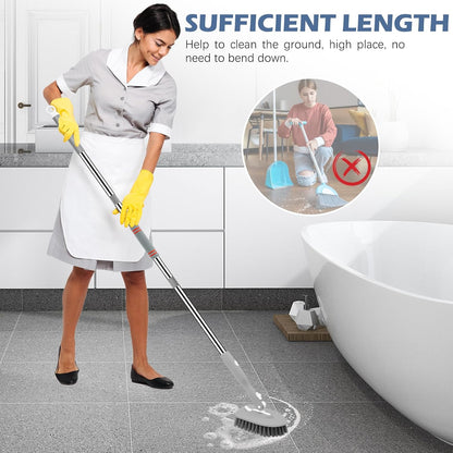 SetSail Tile Tub Scrubber Brush 3-in-1 Shower Scrubber with 52-inch Adjustable Long Handle Shower Cleaner Brush and 3 Detachable Replacement Brush Heads for Cleaning Bathroom Kitchen Walls Tub Tile