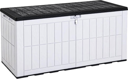 YITAHOME 134 Gallon Large Deck Box | Waterproof Resin Outdoor Storage Box with Lock, Doubles as 2-Person Bench Seating for Patio Furniture Cushions,Garden Tools &