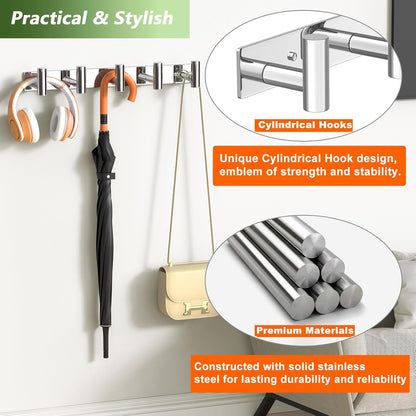 Wall Mounted Coat Rack-3 Hooks, Heavy Duty Stainless Steel Wall Hooks for Towel Coat Bag, Hat Rack Coat Hanger Coat Hooks Towel Racks for Bathroom Entryway Kitchen Office (Silver, 1 Pack)