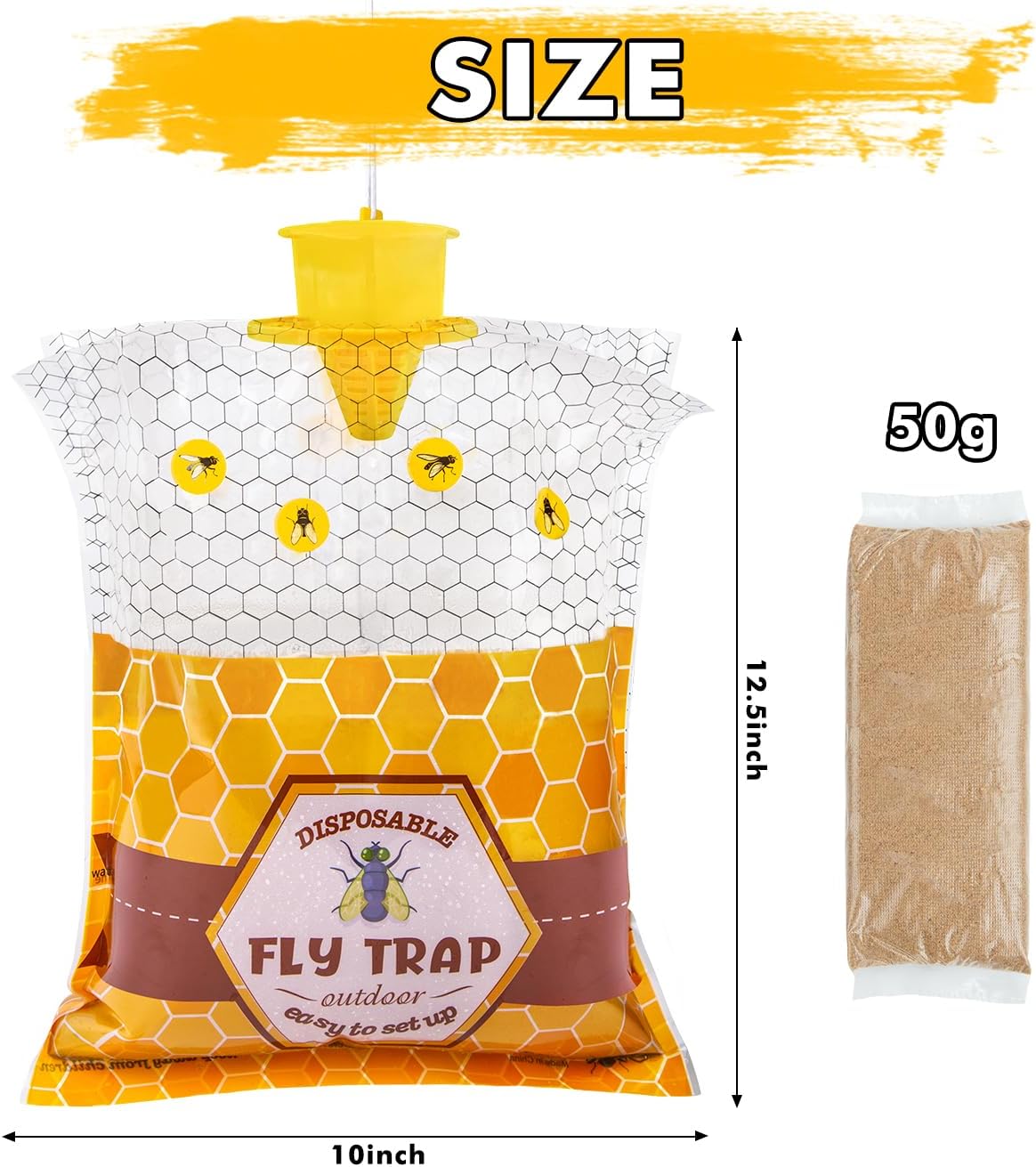 15 Big Fly Traps Outdoor Hanging, Wasp Trap Fly Bags Outdoor Disposable, Fly Bait Hunter Catcher Control Killer Repellent Outdoors, Ranch Fly Trap for Mosquito Bug Carpenter Bee Yellow Jacket