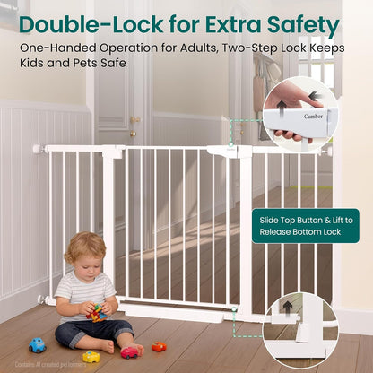Cumbor 30-46" Baby Gate for Stairs, Mom's Choice Awards Winner-Auto Close Dog Gate for The House, Gifts for Mom, Easy Install Pressure Mounted Pet Gates for Doorways, Black