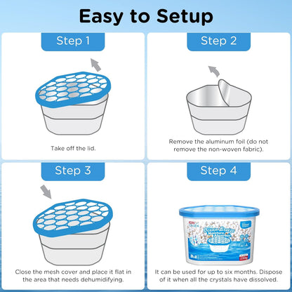W&E Choice Moisture Absorbers with Ocean Breeze, Portable Dehumidifier for Closet & Bathrooms, Kitchen, Humidity Absorber Odor Eliminator Absorber 6 Pack