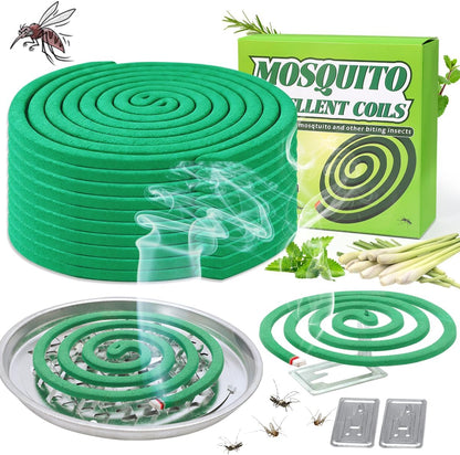 20 Pack Mosquito Repellent Coils, Natural Citronella Incense for Patio & Outdoor - 7 Hour Long Lasting Bug Repellent for Yard, Camping & Deck - Plant Based Insect Control with 1 Holder 2 Stands