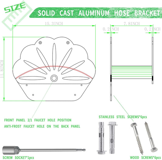 Hose Rack - Garden Hose Holder - Outdoor Hose Organizer - Aluminum Hose Rack - Weather-Resistant Outdoor Hose Storage - Wall-Mounted Hose Storage Solution (Black)