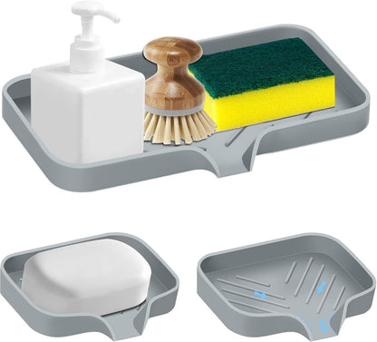Great Silicone Soap Dish - 4 Pcs Thickened Self-Draining Soap Tray for Shower & Bathtub-Great High-Purity Silicone Soap Dish