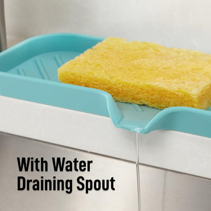 Zulay Kitchen (9x3.5in) Sponge Holder for Kitchen Sink - Flexible Heavy-Duty Multipurpose Sink Caddy - Counter Organizer for Kitchen, Bathroom, Makeup, Trinkets & More! (Grey)