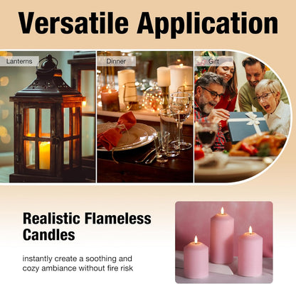 Eywamage White Flameless Pillar Candles with Remote, Flickering LED Candles Battery Powered Real Wax Set of 3