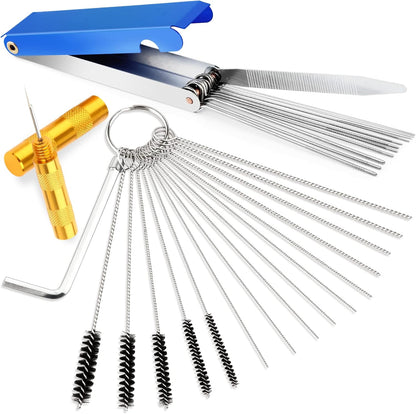 Valchoose Premium Jet Cleaning Brushes, Carb Carburetor Cleaners Made of Heavy Duty Density Nylon and Stainless Steel 13 Cleaning Wires Set + 5 Nylon Brushes + 10 Needles