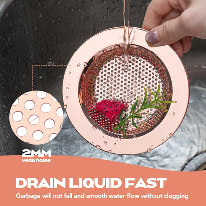 Retisee 2 Pcs Sink Strainer Stainless Steel Kitchen Sink Drain Strainer Basket Cover Mesh Hair Food Catcher, Large Wide Rim of 4.4 Diameter(Brushed Silver)