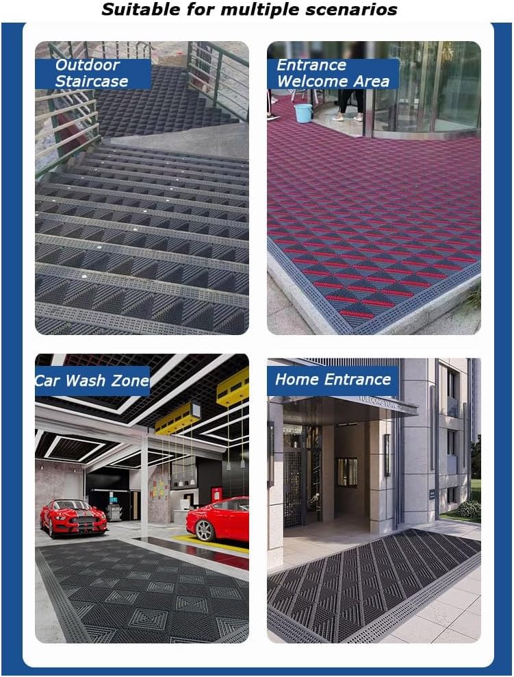 Boot Scraper Rug Mats,Heavy Duty Outdoor Waterproof Door Mats, Commercial Anti-Skid Splicing Cushion Mat, Nylon Brush Heavy Duty Door Mat for Pool Shopping(120x150cm)(Gray-a,75 * 90cm)