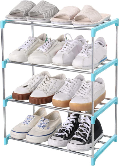 Jucaifu Stackable Small Shoe Rack, Entryway, Hallway and Closet Space Saving Storage and Organization (3-Tier, White)