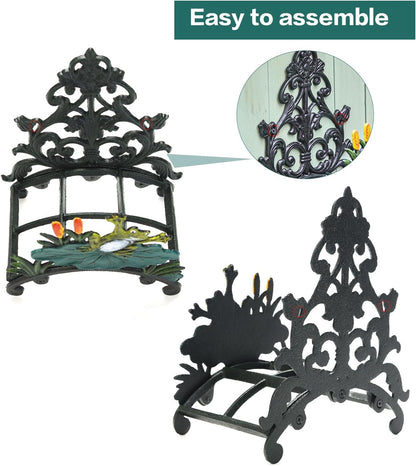 Sungmor Cast Iron Heavy Duty Garden Hose Holder - Decorative Hand-Painted Sunflower Wall Mounted Water Hose Hanger - Wall Decoration Hanging Hose Rack - Hose Reel Storage Butler - Metal Hose Stand