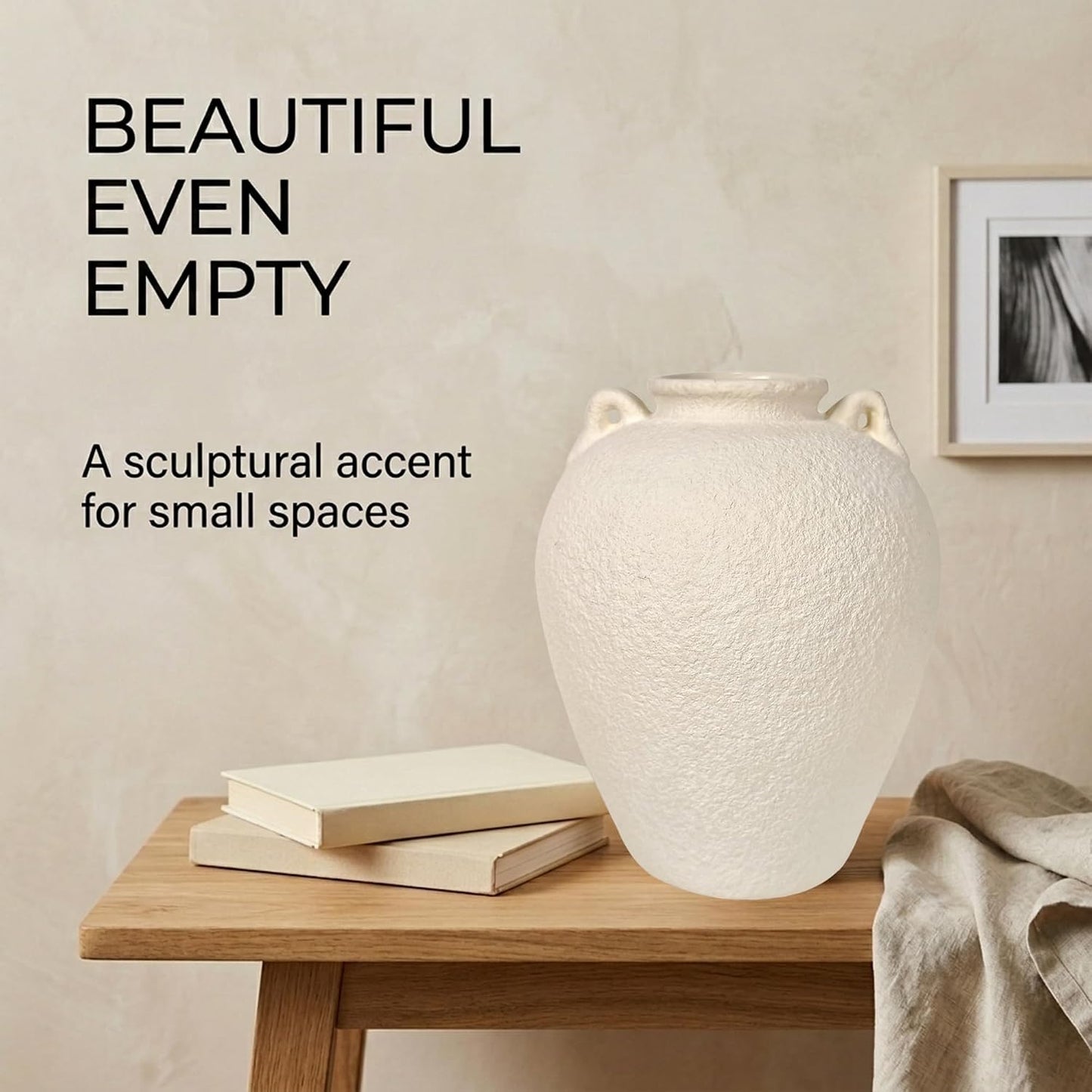 5.9" Small White Round Ceramic Vase, Coffee Table Shelf Decor