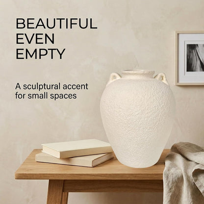 5.9" Small White Round Ceramic Vase, Coffee Table Shelf Decor
