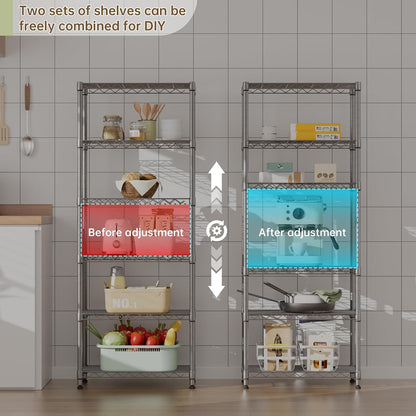 Golpart 4 Tier Adjustable Storage Shelves Metal Utility Shelf Wire Shelving Unit Organizer Rack for Home Kitchen Office Bathroom Pantry Room 12" D x 18" W x 44" H