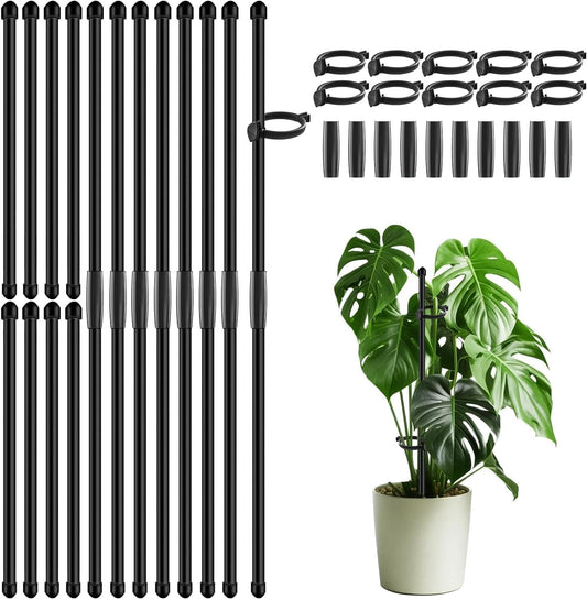 20Pcs Plant Support Stakes 17 inch SupKing Garden Orchid Sticks Extended to 3ft 4ft 5ft Plant Poles with Clips for Indoor Outdoor Potted Tomato Rose Amaryllis Vegetables Comes with 20 Ties（Green）