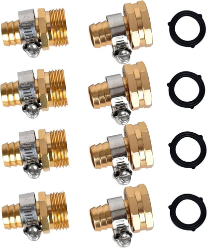 A30008-D Brass Hose Y Connector Brass Garden Hose Adapter, Garden Hose Splitter 2 Way Heavy Duty, Hose Bib Splitter with 2 Extra Rubber Washers-2PACK