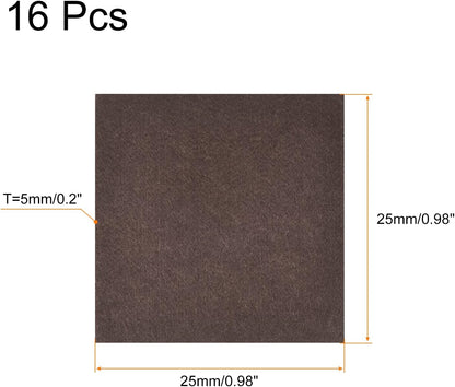 uxcell Felt Furniture Pads, 1.5-inch x 1-inch Self Adhesive Cuttable Anti Scratch Square Floor Protectors for Furniture Legs Hardwood Floor, Brown 16Pcs