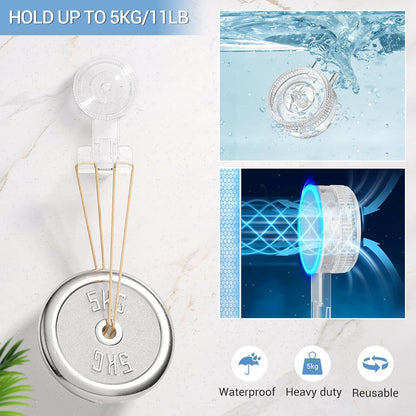 LUXEAR Suction Hooks, 2 Pack Razor Hooks Removable & Reusable Suction Shower Hook Damage-Free Powerful Suction Hanger for Towel Bathrobe Loofah Bathroom Kitchen Storage Hooks Weather Hanger Hook