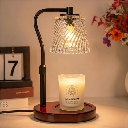 Candle Warmer Lamp - 2/4/8h Timer & Stepless Dimmable Candle Lamp with 3.9ft Cord, Adjustable Height Wax Melt Warmer for 2-6'H Jar Candles, Streamlined Flameless Ambiance Light for Bathroom Bedroom