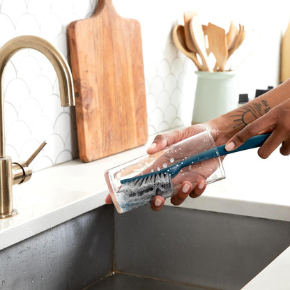 Full Circle Clean Ocean, Heavy Duty Dish Brush, Tough Bristles and Built-in Scraper, Perfect for Cast Iron, Sustainably Made 100% From Recycled Ghost Fishing Nets