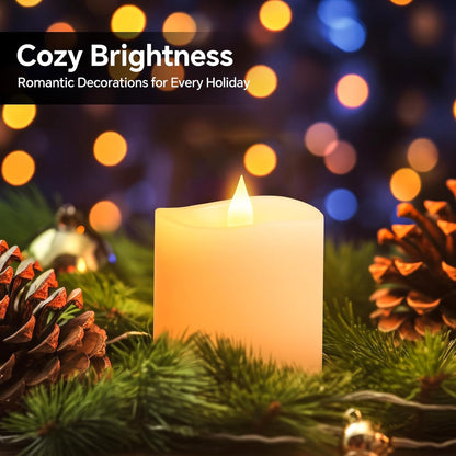 3x4 Flickering Flameless Candles Set of 3,Real Wax Pillar LED Candles,with Timer,4 inch Flameless Candles with Remote,for Party Wedding Holiday Home Decor,Ivory