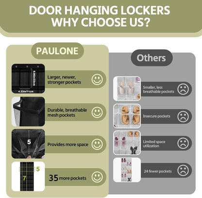 PAULONE 12 Pocket Over the Door Shoe Organizer,Reusable Breathable Large Mesh Bag Men's & Women's Sneaker Organizer,Shoe Organizer for Kids,Hanging Shoe Storage Hanging Bag (White)