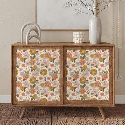 MuralPeel Dark Blue/Yellow Leaf Floral Peel and Stick Wallpaper Vintage Easy Peel Off Self Adhesive Removable Stick on Wall Paper for Kitchen Cabinet Renter Friendly